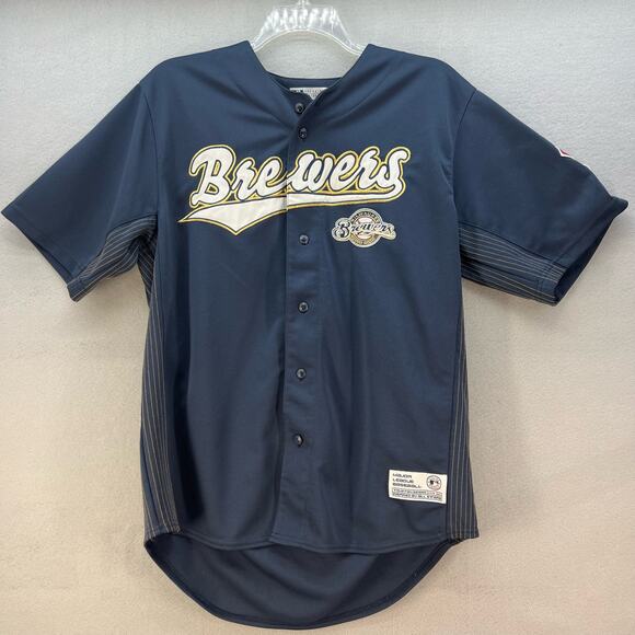 True Fan Milwaukee Brewers Jersey Men's L Ryan Braun Blue Gold Baseball All-Star - Picture 2 of 12